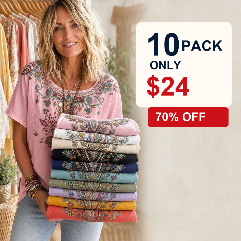 10 pack only 24 dollars women's boho embroidered blouse