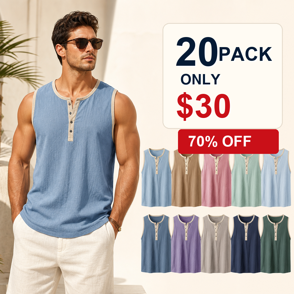 20 pack only 30 dollars men's sleeveless henley tank tops