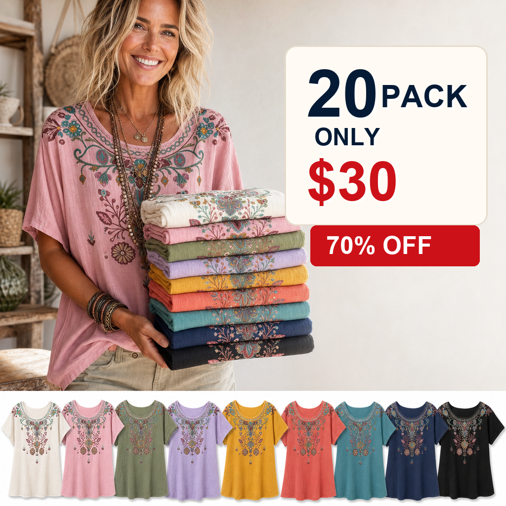 20 pack only 30 dollars women's boho embroidered blouse