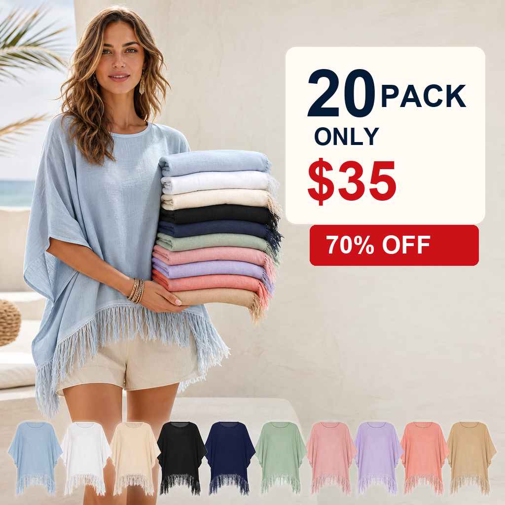 20 pack only 35 dollars women's fringed beach poncho blouse