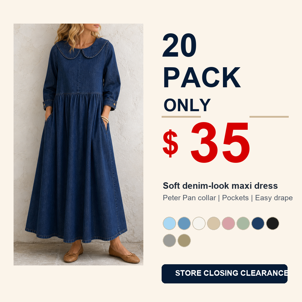 20 pack only 35 dollars women's Peter Pan collar denim maxi dress