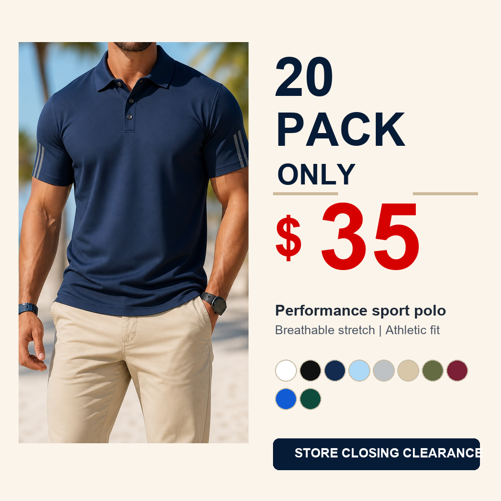 20 pack only 35 dollars men's performance sport polo shirt