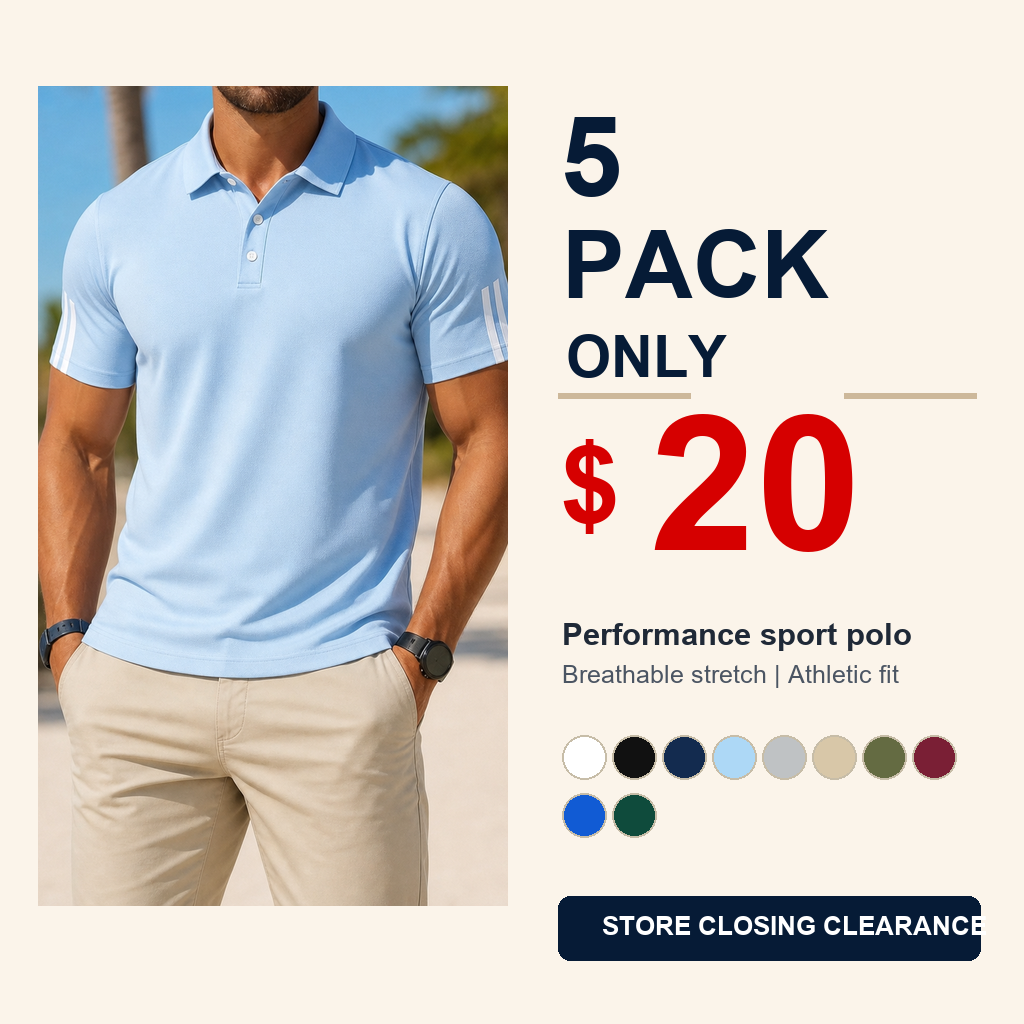 5 pack only 20 dollars men's performance sport polo shirt