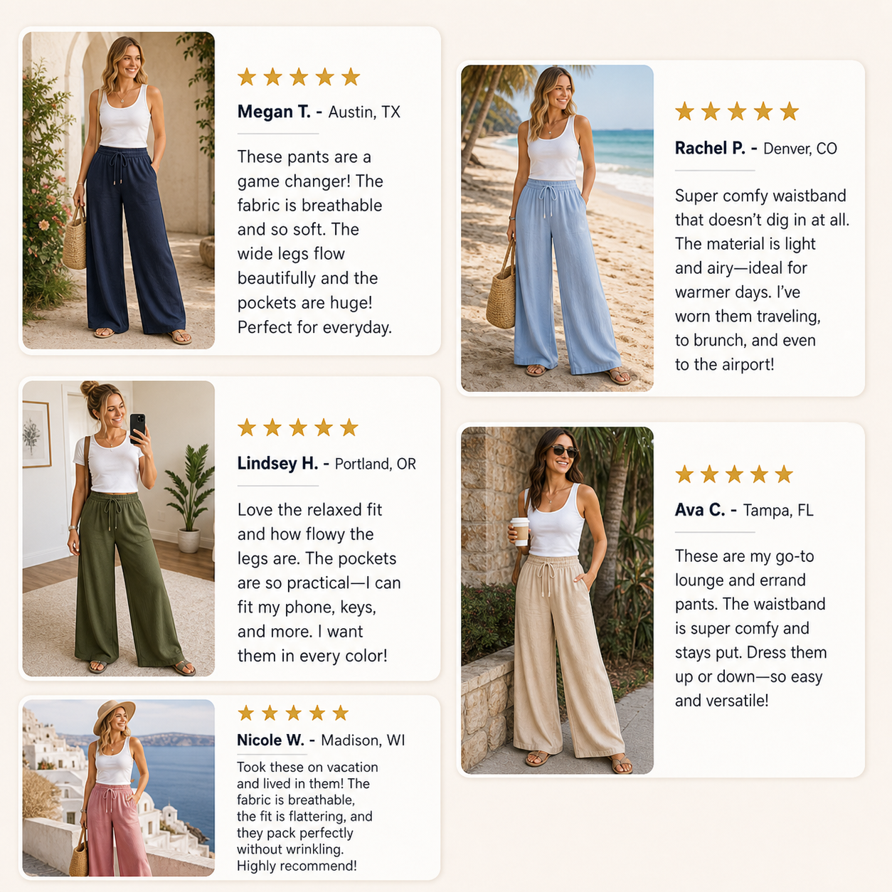 Customer review waterfall women's drawstring wide-leg lounge pants