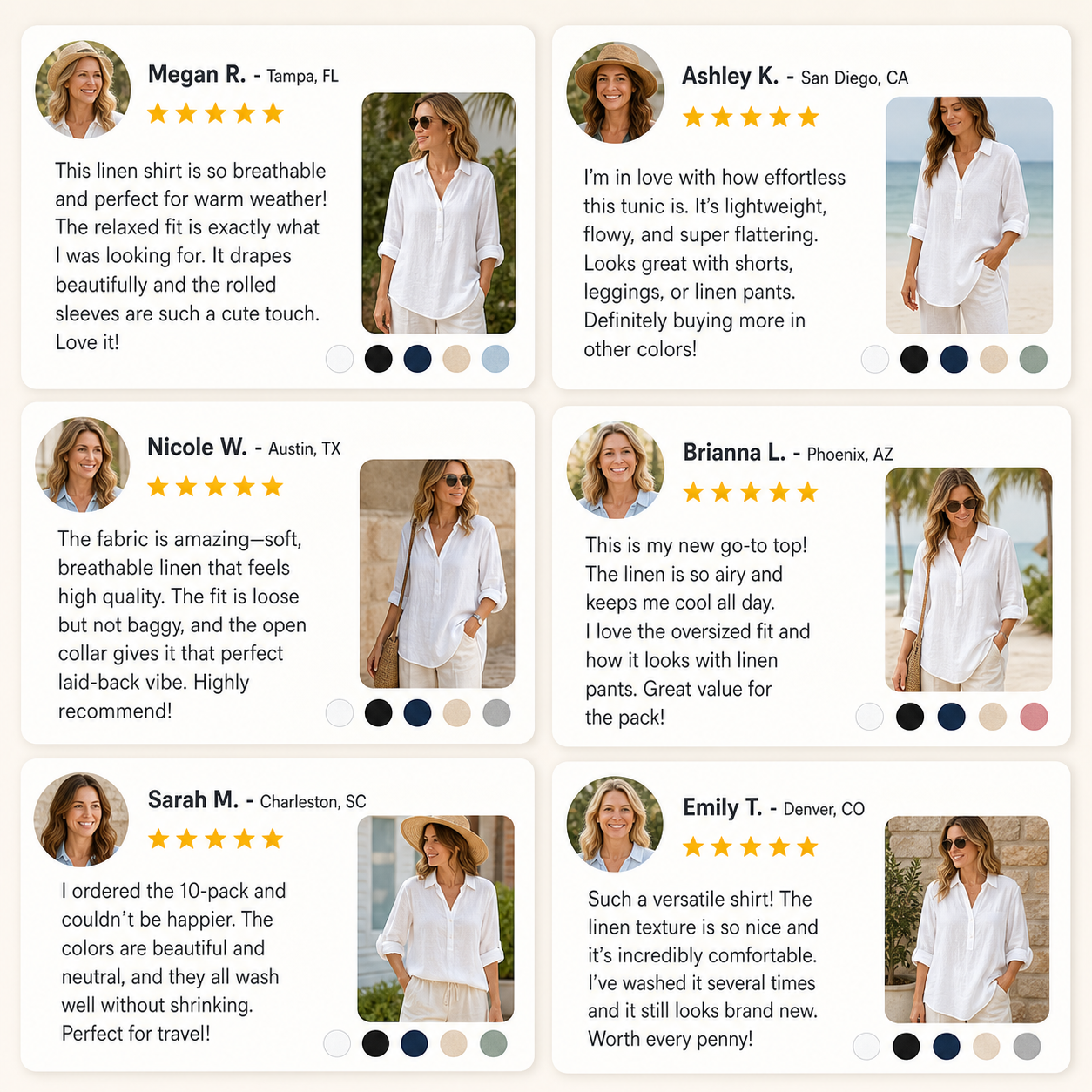 Customer review waterfall women's linen tunic shirt
