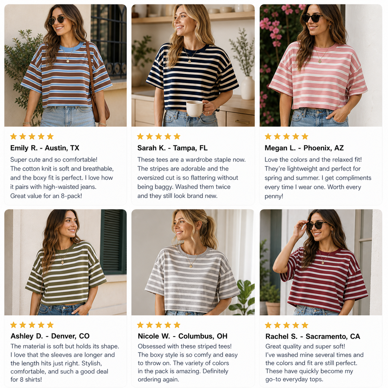 Customer review waterfall women's striped oversized boxy tee