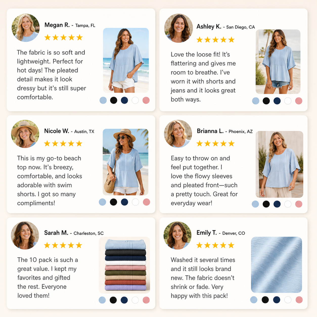 ⏰Store Closing Clearance⚡10 Pack for $23.99⚡Women's Pleated Bell Sleeve Beach Top