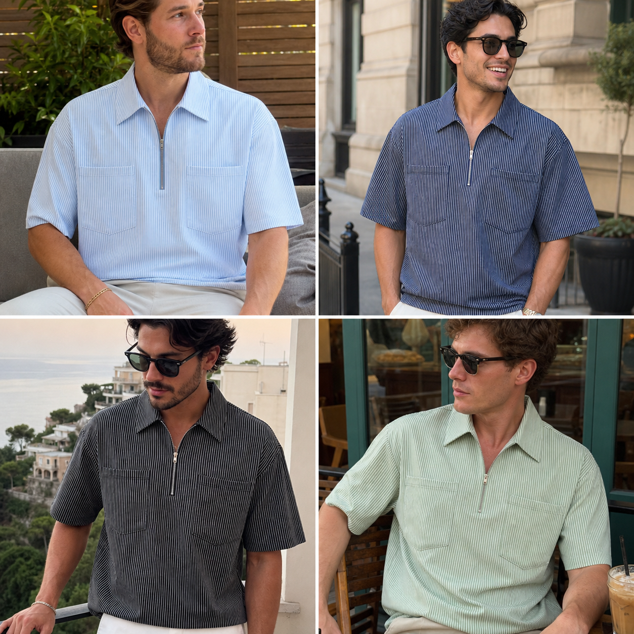 Customer review waterfall men's striped quarter zip shirt