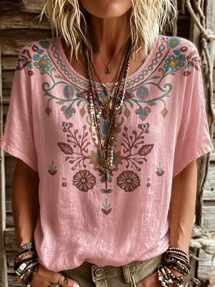 Women's boho embroidered blouse reference view
