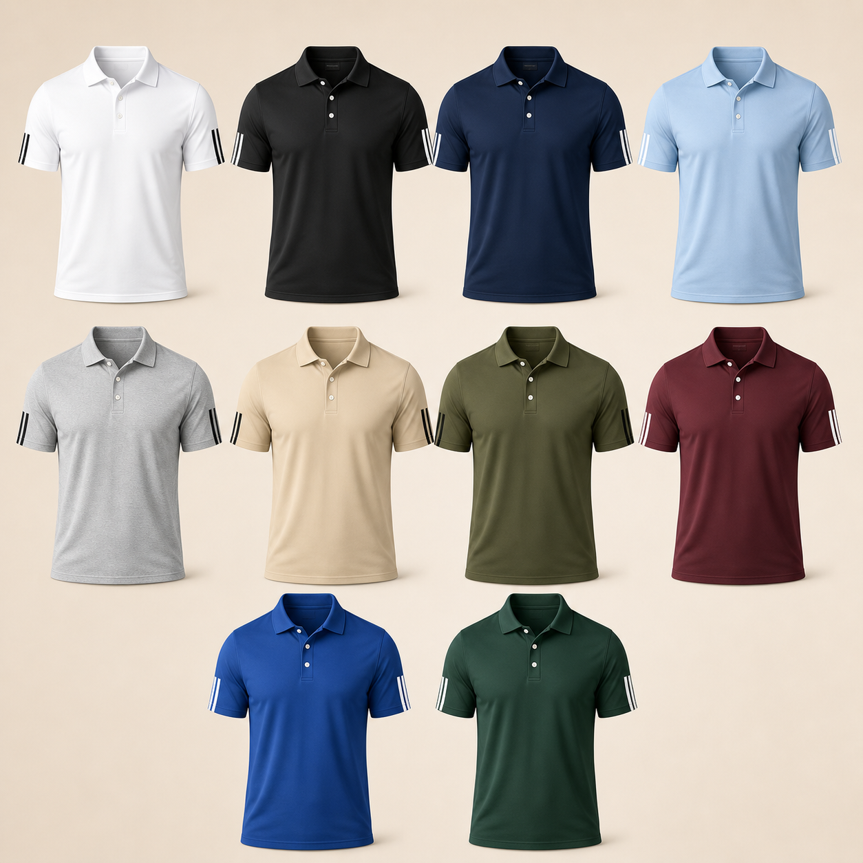 Ten color lineup men's performance sport polo shirt