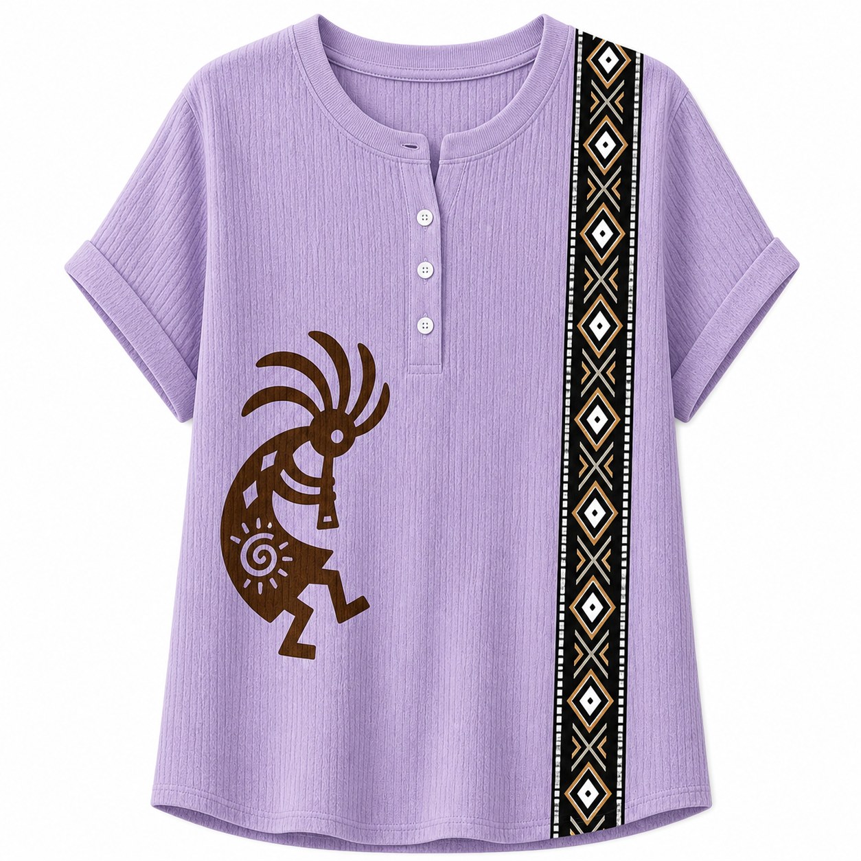 Women's Southwest Kokopelli henley top - variant lavender