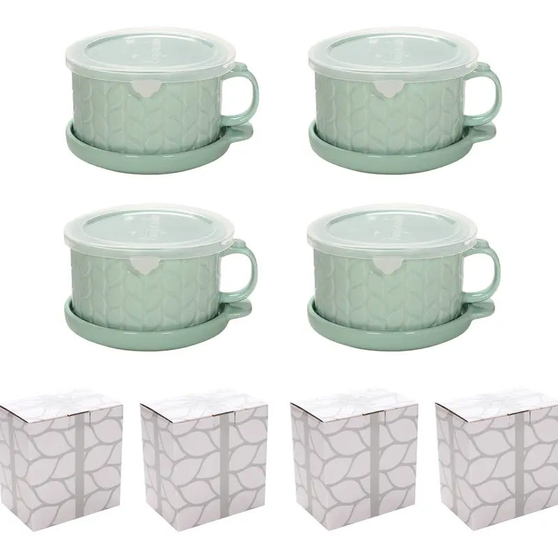 Last Day 90%OFF - Set of (4) 25-oz Mug Meals w/ Lid-its & Gift Boxes