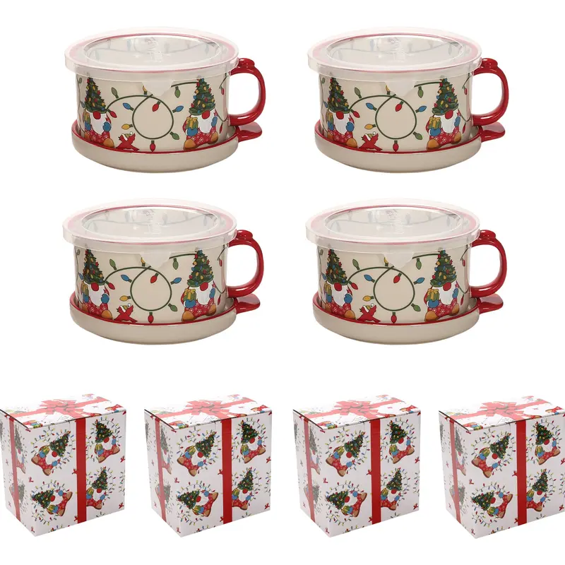 Last Day 90%OFF - Set of (4) 25-oz Mug Meals w/ Lid-its & Gift Boxes