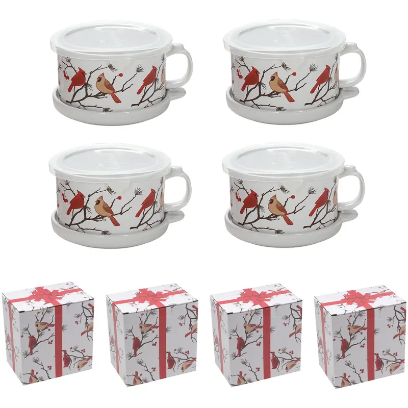 Last Day 90%OFF - Set of (4) 25-oz Mug Meals w/ Lid-its & Gift Boxes