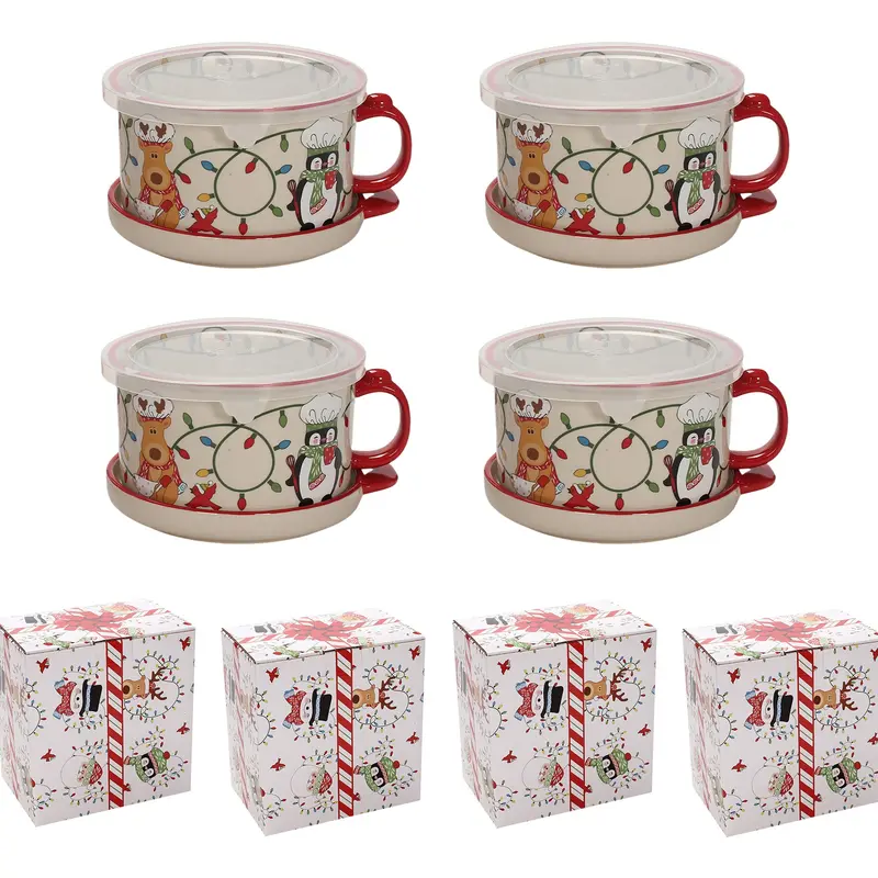 Last Day 90%OFF - Set of (4) 25-oz Mug Meals w/ Lid-its & Gift Boxes