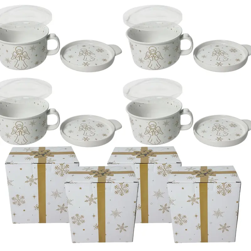Last Day 90%OFF - Set of (4) 25-oz Mug Meals w/ Lid-its & Gift Boxes