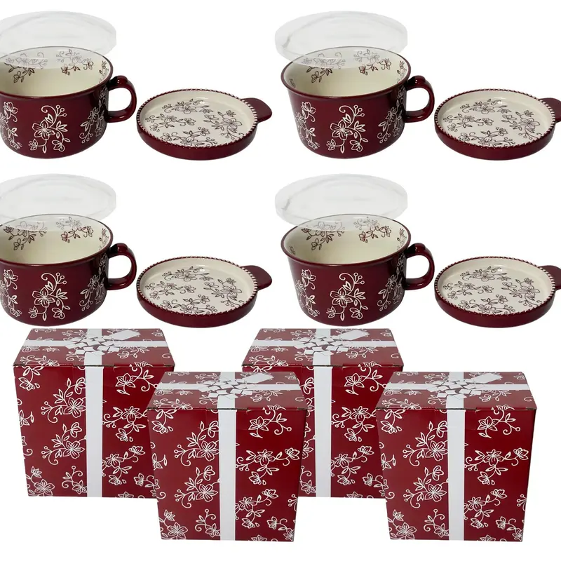 Last Day 90%OFF - Set of (4) 25-oz Mug Meals w/ Lid-its & Gift Boxes