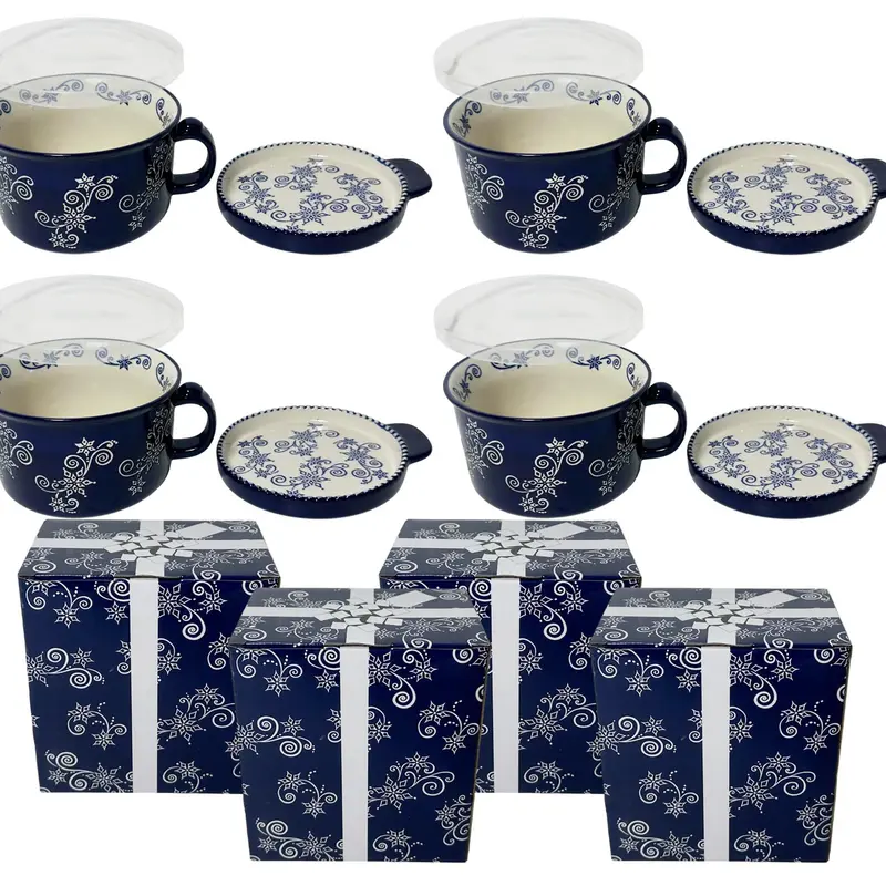 Last Day 90%OFF - Set of (4) 25-oz Mug Meals w/ Lid-its & Gift Boxes