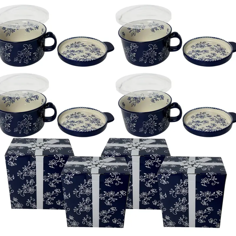 Last Day 90%OFF - Set of (4) 25-oz Mug Meals w/ Lid-its & Gift Boxes
