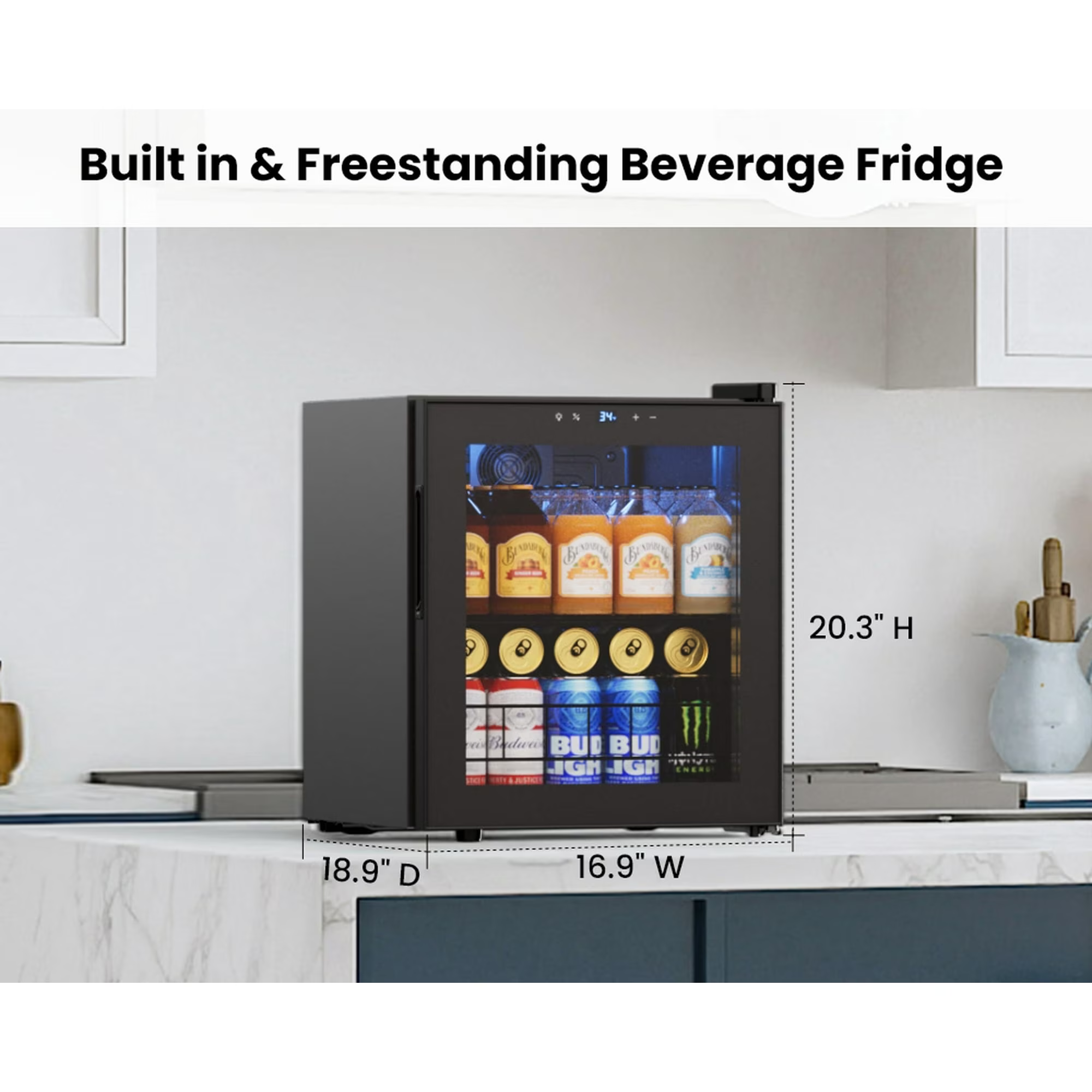 Yamix 1.63 cu.ft, 65 Can Beverage Cooler Refrigerator