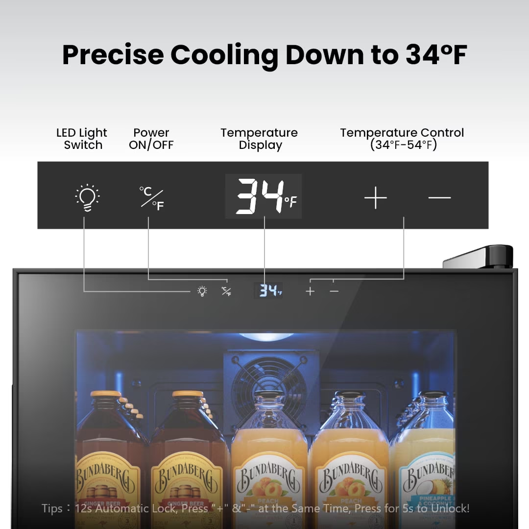 Yamix 1.63 cu.ft, 65 Can Beverage Cooler Refrigerator