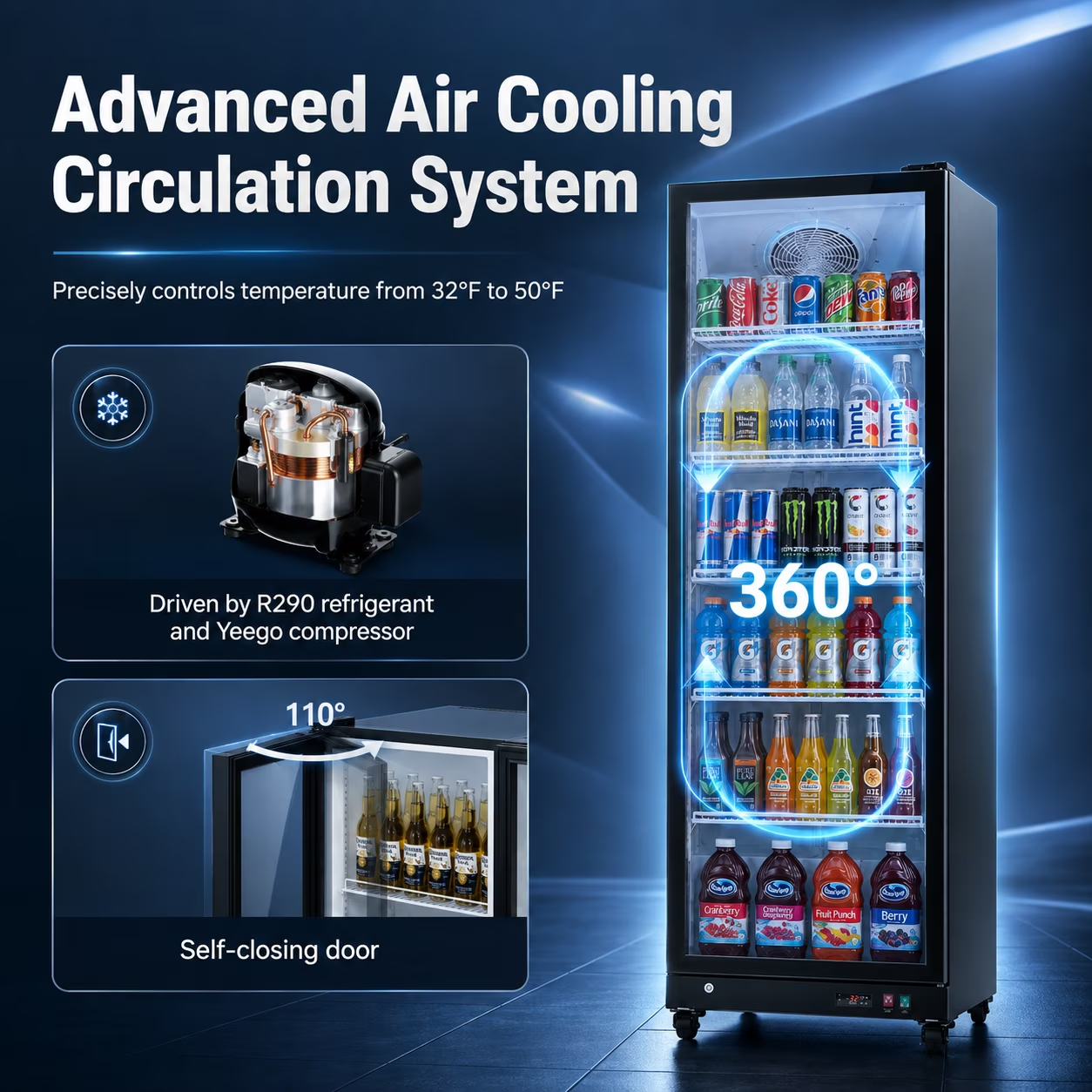Yeego 17.5 Cu.Ft Commercial Beverage Refrigerator