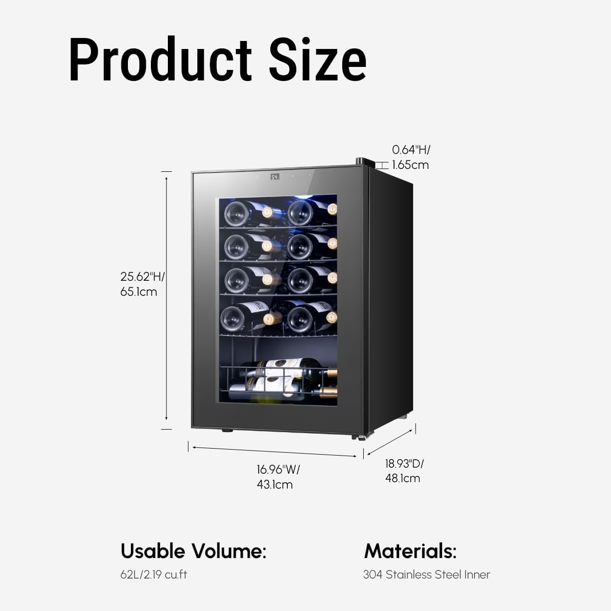  Yamix 2.2 cu.ft Wine Fridge, 20 Bottles Wine Cooler Refrigerator