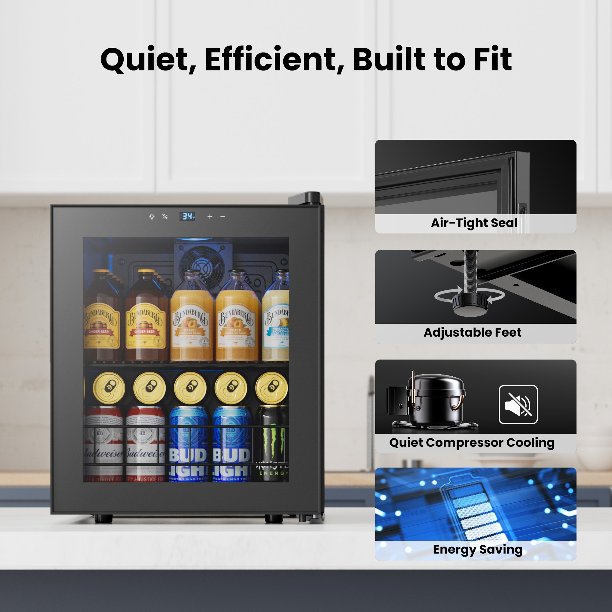 Yamix 1.63 cu.ft, 65 Can Beverage Cooler Refrigerator