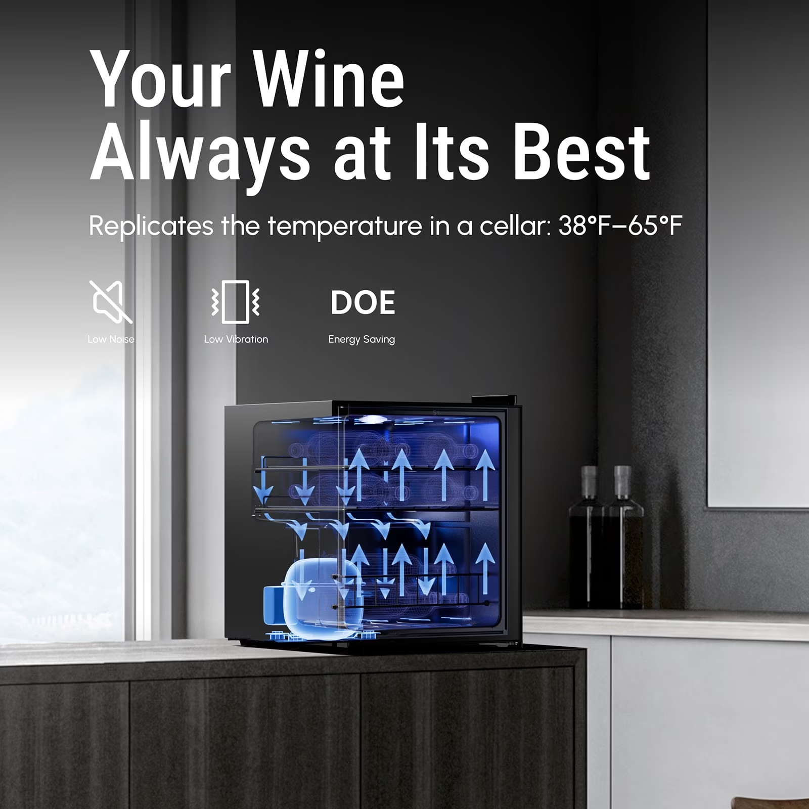 Yamix 1.63 cu.ft. Wine Cooler, 12 Bottle Mini Wine Refrigerator