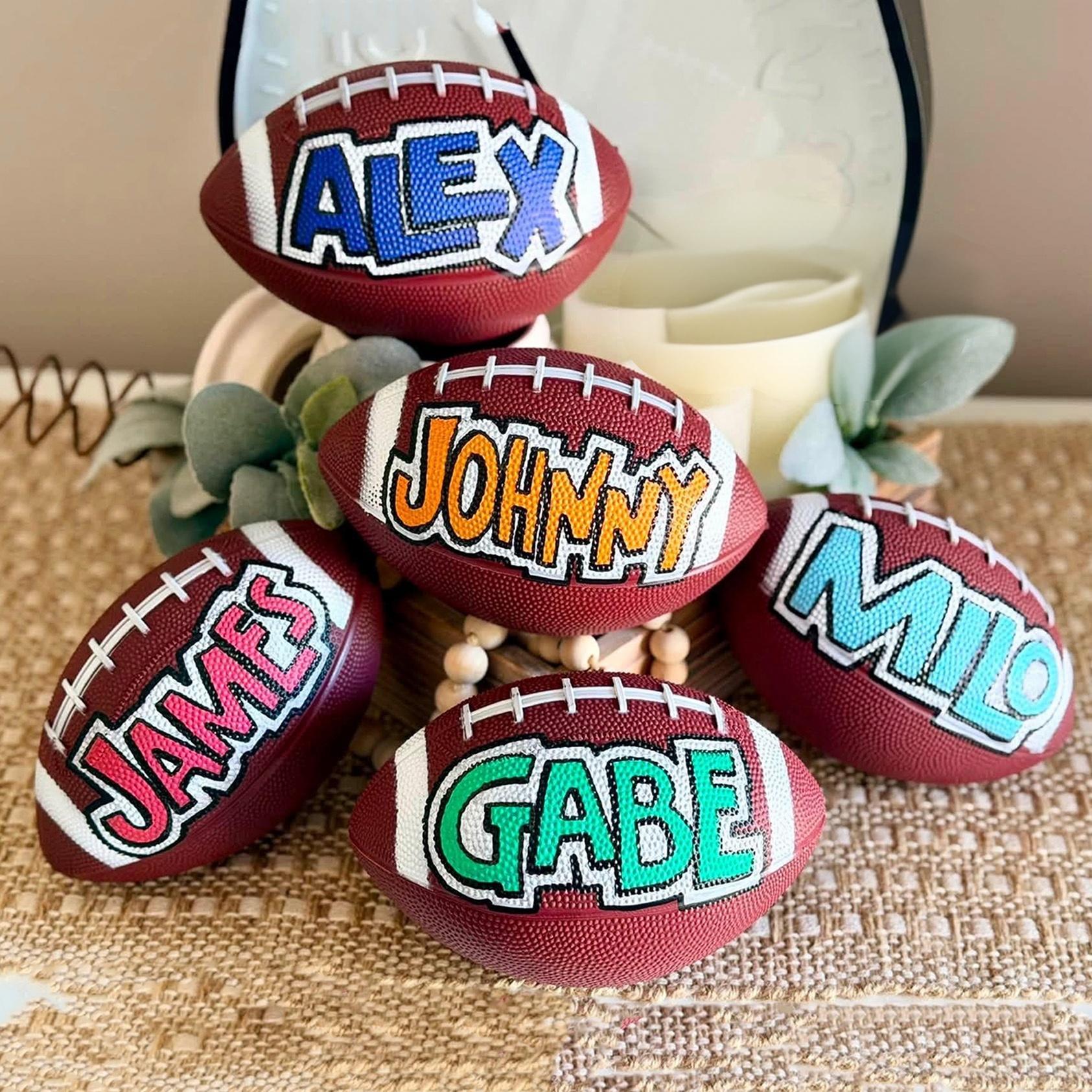 Personalized Hand-Painted Mini Footballs - Custom Name Sports Gifts, Party Favors, Team Gifts or Kids Room Decor