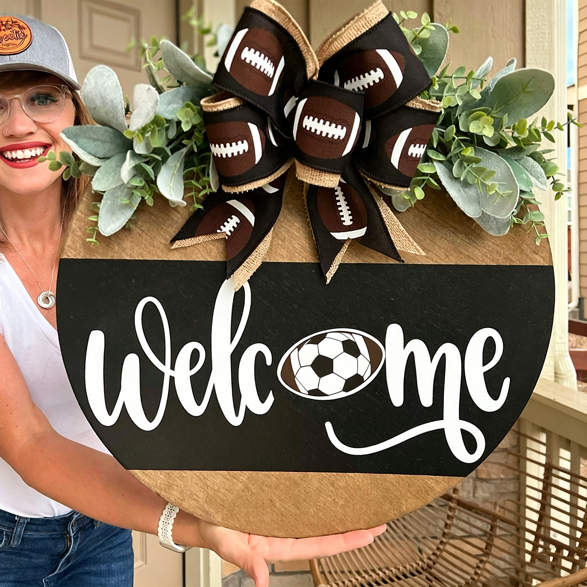 Personalized Football Door Hanger, Game Day Front Door Decoration Sports Gift