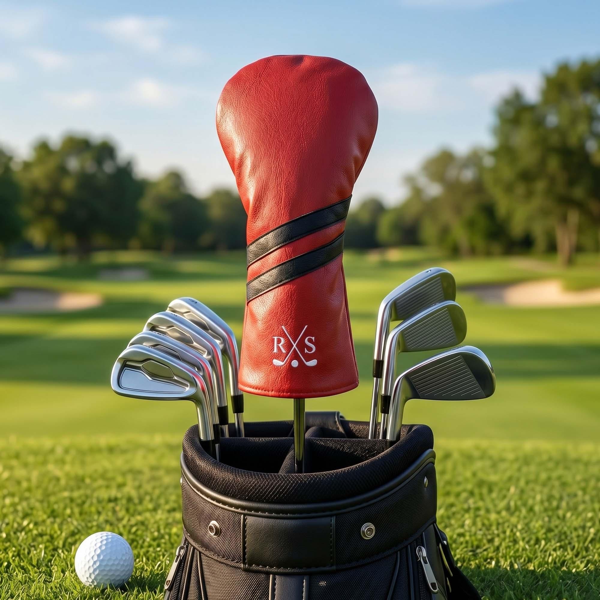 Personalized Golf Club Headcover, Custom Leather Driver Cover, Monogram Embroidered Golf Gift for Dad or Golf Lover, Golf Accessories