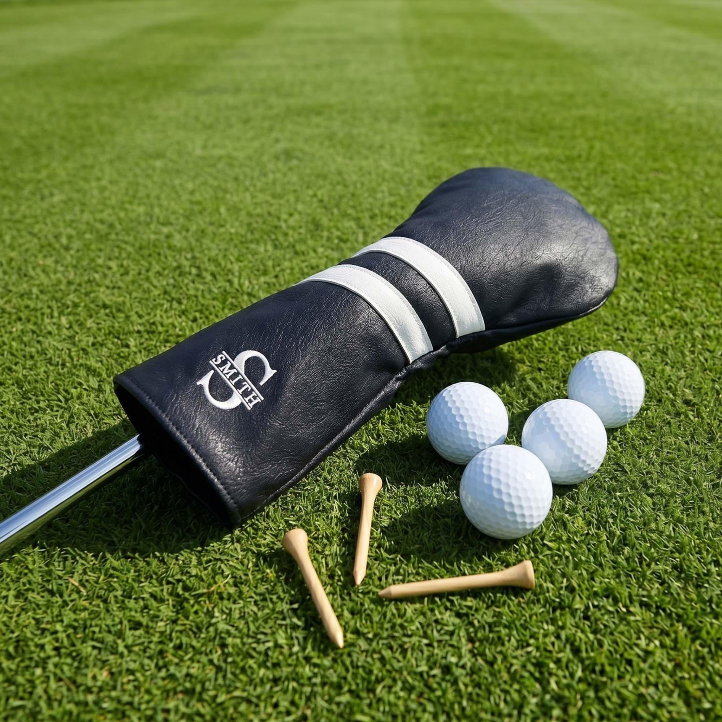 Personalized Golf Club Headcover, Custom Leather Driver Cover, Monogram Embroidered Golf Gift for Dad or Golf Lover, Golf Accessories