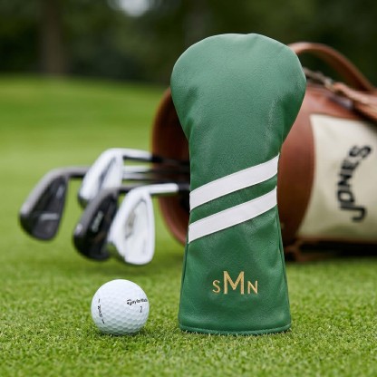 Personalized Golf Club Headcover, Custom Leather Driver Cover, Monogram Embroidered Golf Gift for Dad or Golf Lover, Golf Accessories