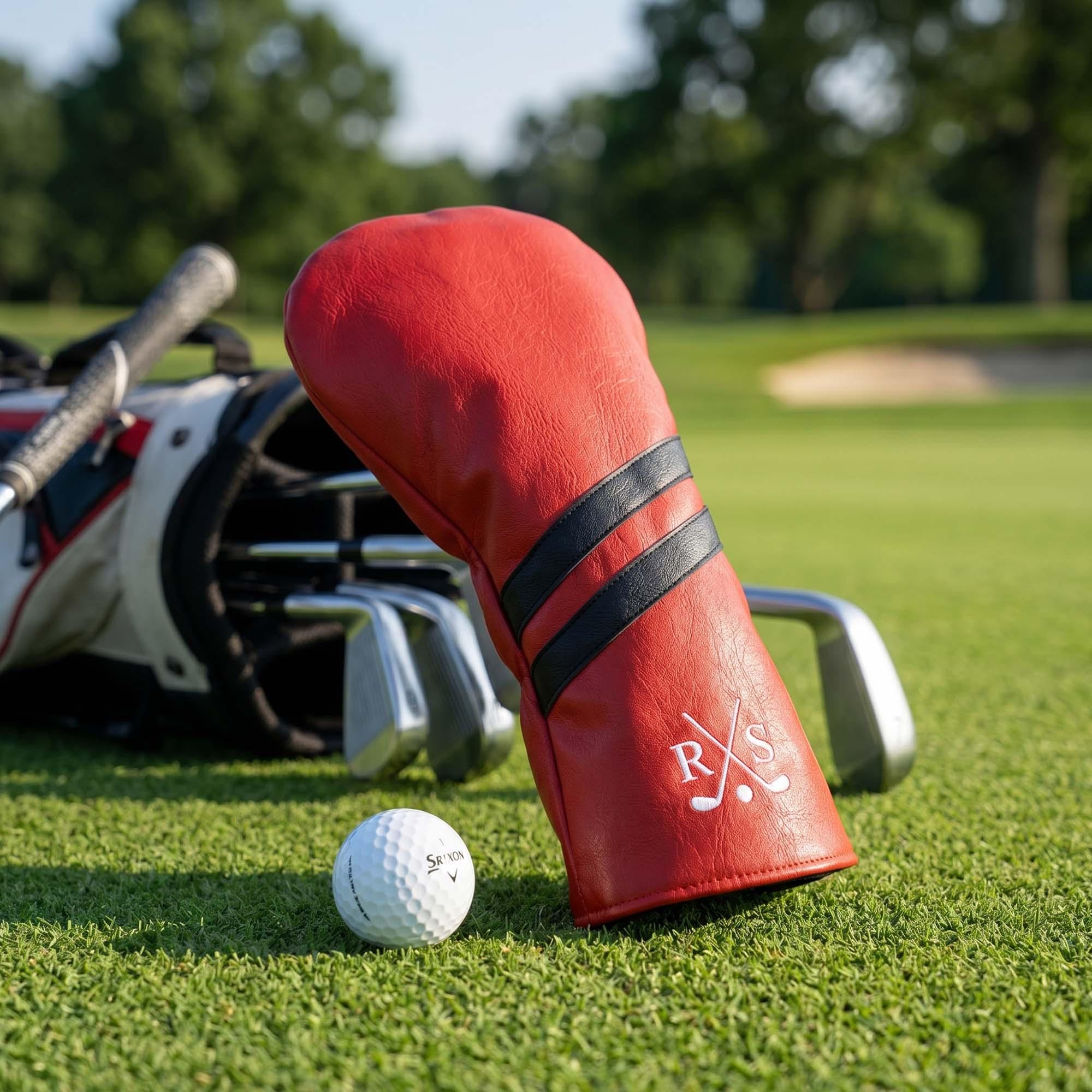Personalized Golf Club Headcover, Custom Leather Driver Cover, Monogram Embroidered Golf Gift for Dad or Golf Lover, Golf Accessories