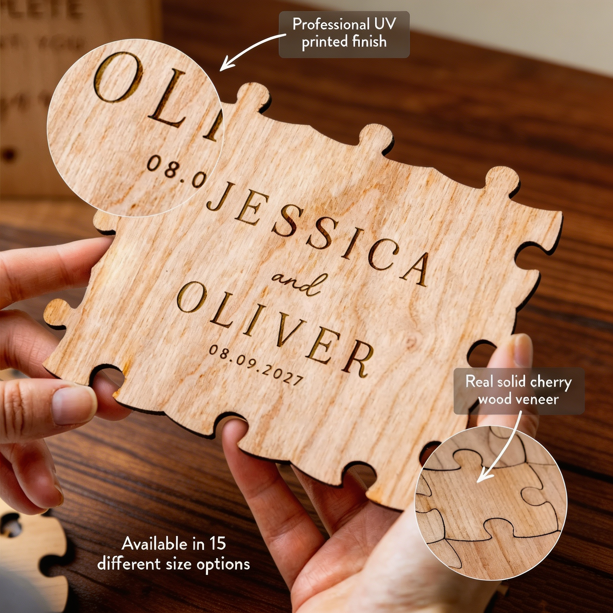 Personalized Wooden Puzzle Wedding Guest Book Alternative, Custom Engraved Keepsake Sign, Rustic Wedding Memory Frame, Unique Guest Book Gift
