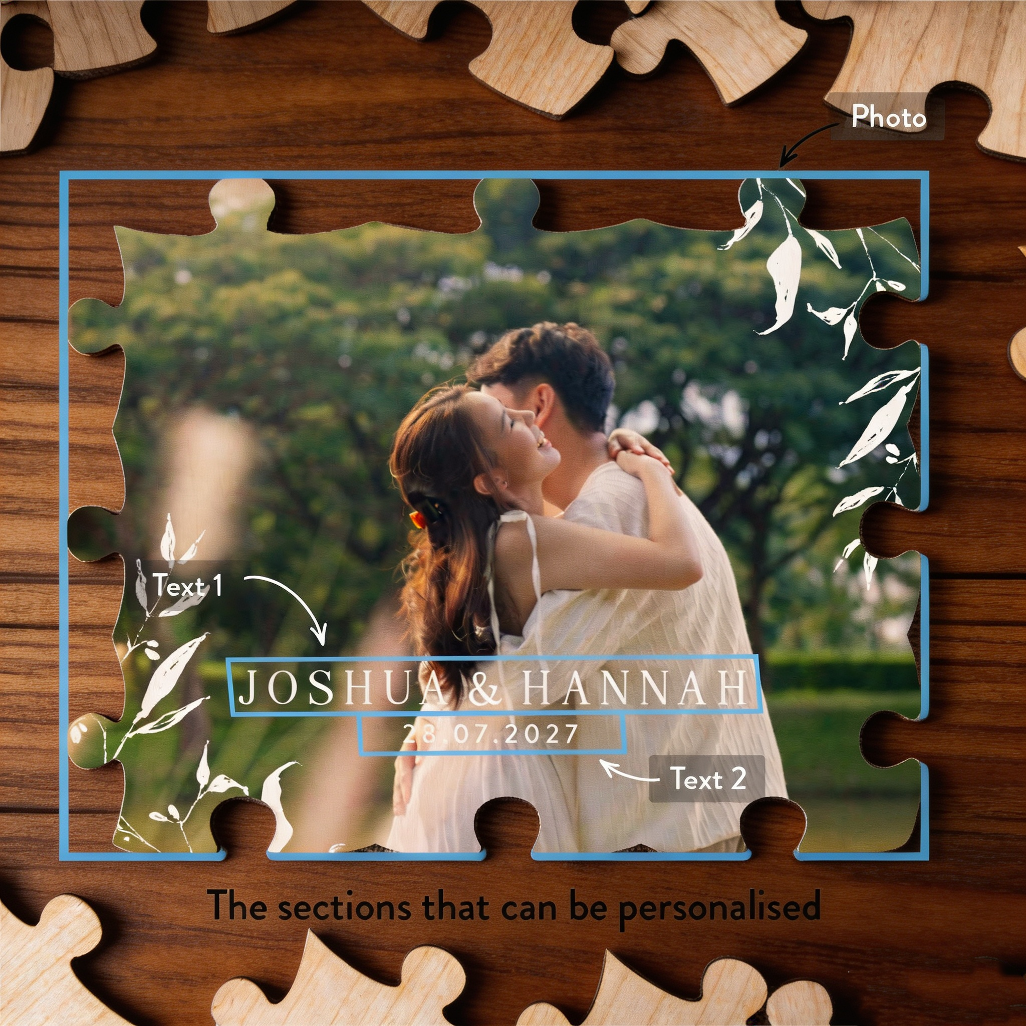 Personalized Wooden Puzzle Wedding Guest Book Alternative, Custom Engraved Keepsake Sign, Rustic Wedding Memory Frame, Unique Guest Book Gift