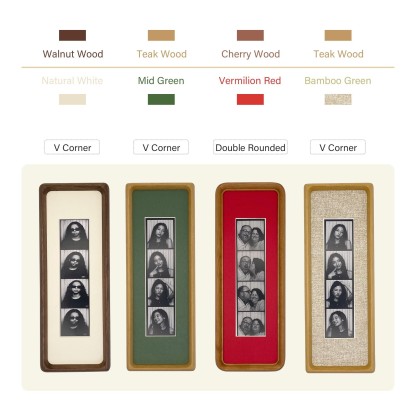 Couple Photo Strip Frame, Custom Photo Booth Picture Frame, Striped Fabric Gold Foil Print, Anniversary Gift for Couples, Wedding Keepsake