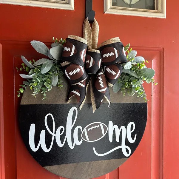 Personalized Football Door Hanger, Game Day Front Door Decoration Sports Gift