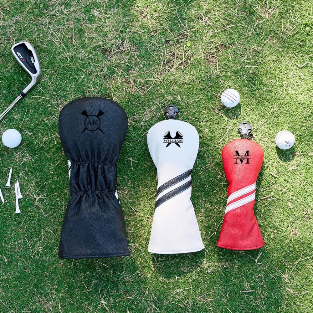 Personalized Golf Club Headcover, Custom Leather Driver Cover, Monogram Embroidered Golf Gift for Dad or Golf Lover, Golf Accessories