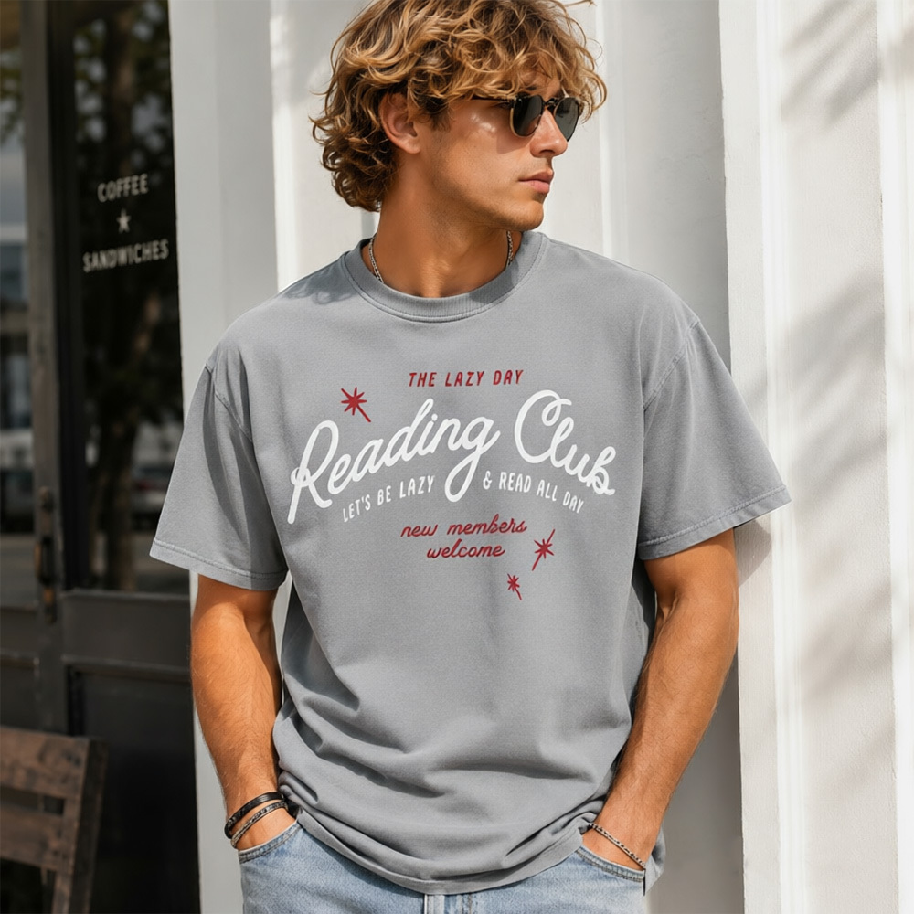 Lazy Day Reading Club Graphic T-Shirt – Cozy Book Lover Casual Streetwear Tee