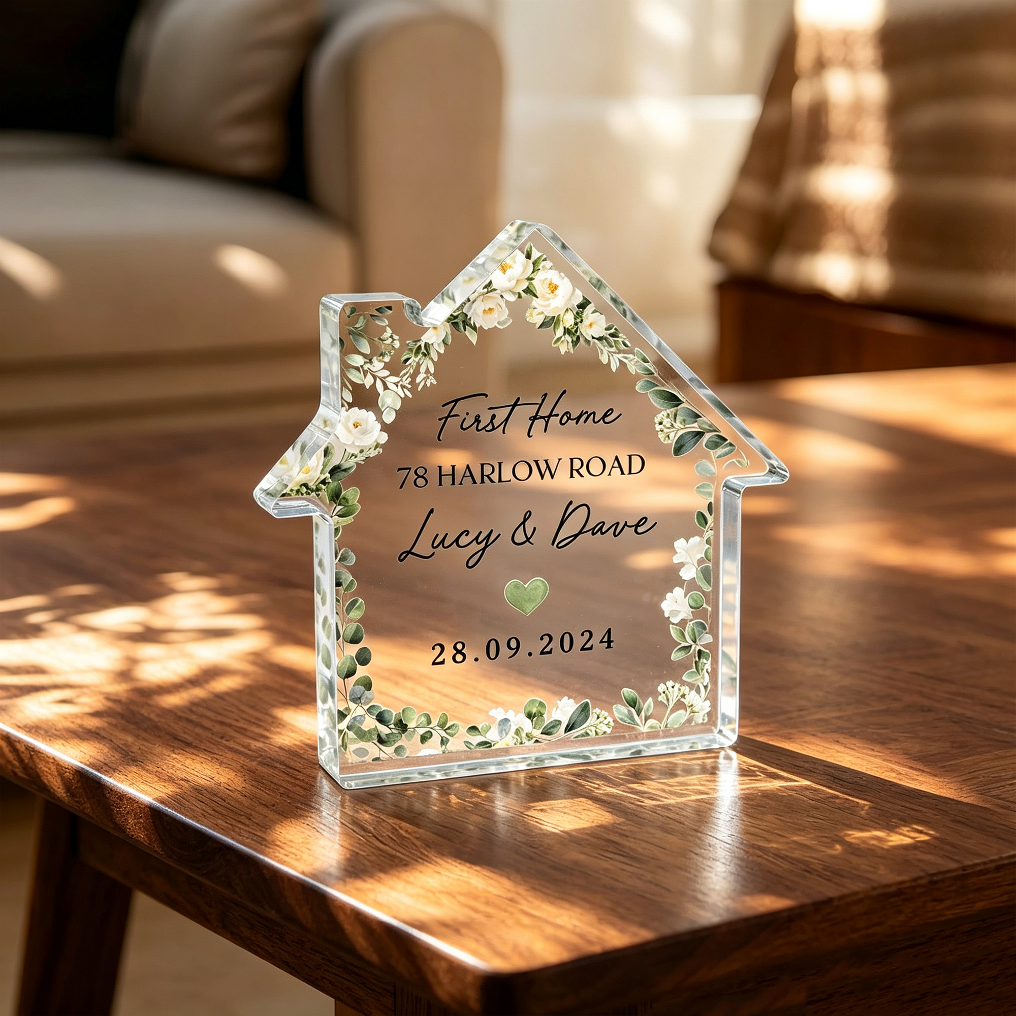 Personalized First Home Gift – Custom House Acrylic Keepsake Sign for New Homeowners & Couples
