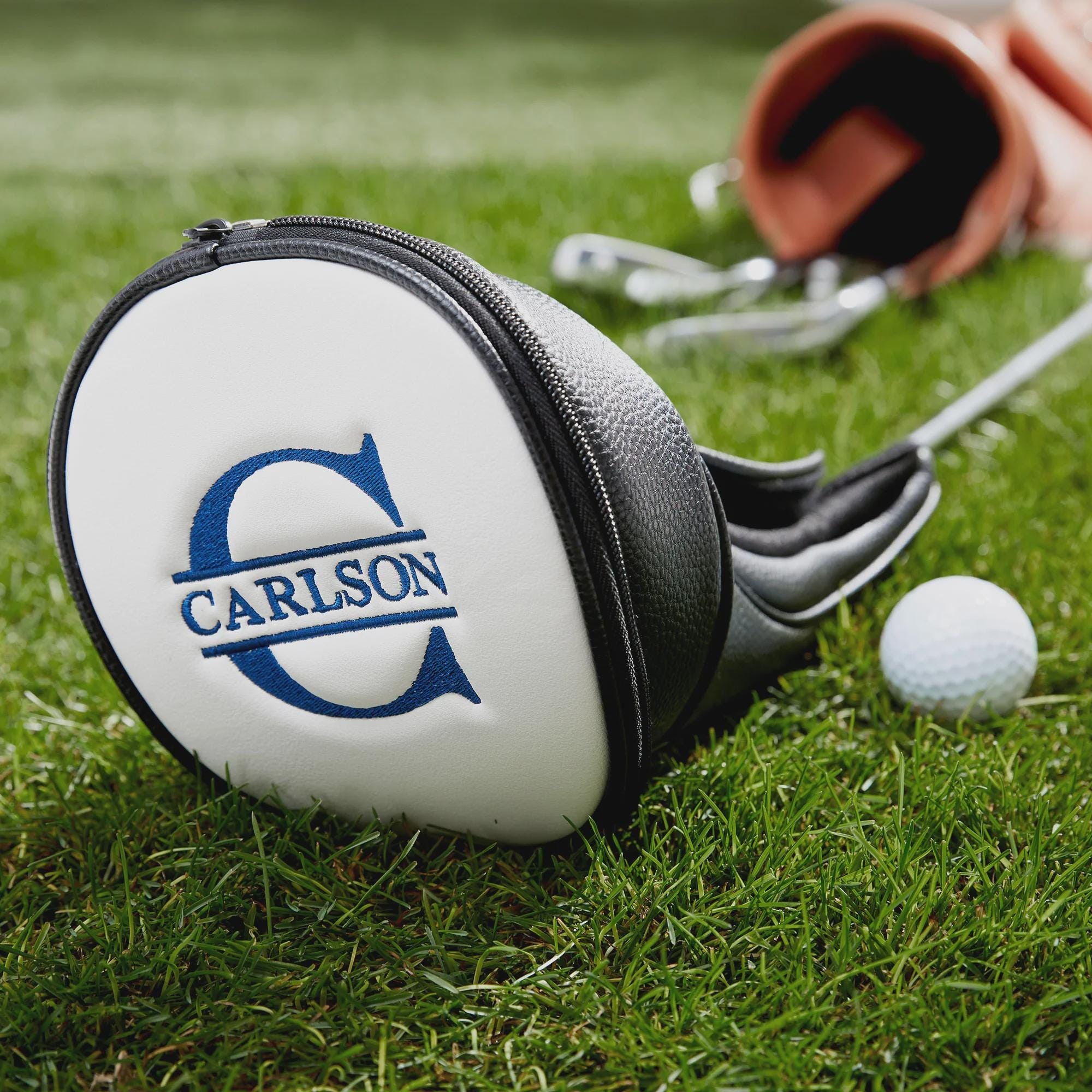 Personalized Golf Club Headcover, Custom Leather Driver Cover, Monogram Embroidered Golf Gift for Dad or Golf Lover, Golf Accessories