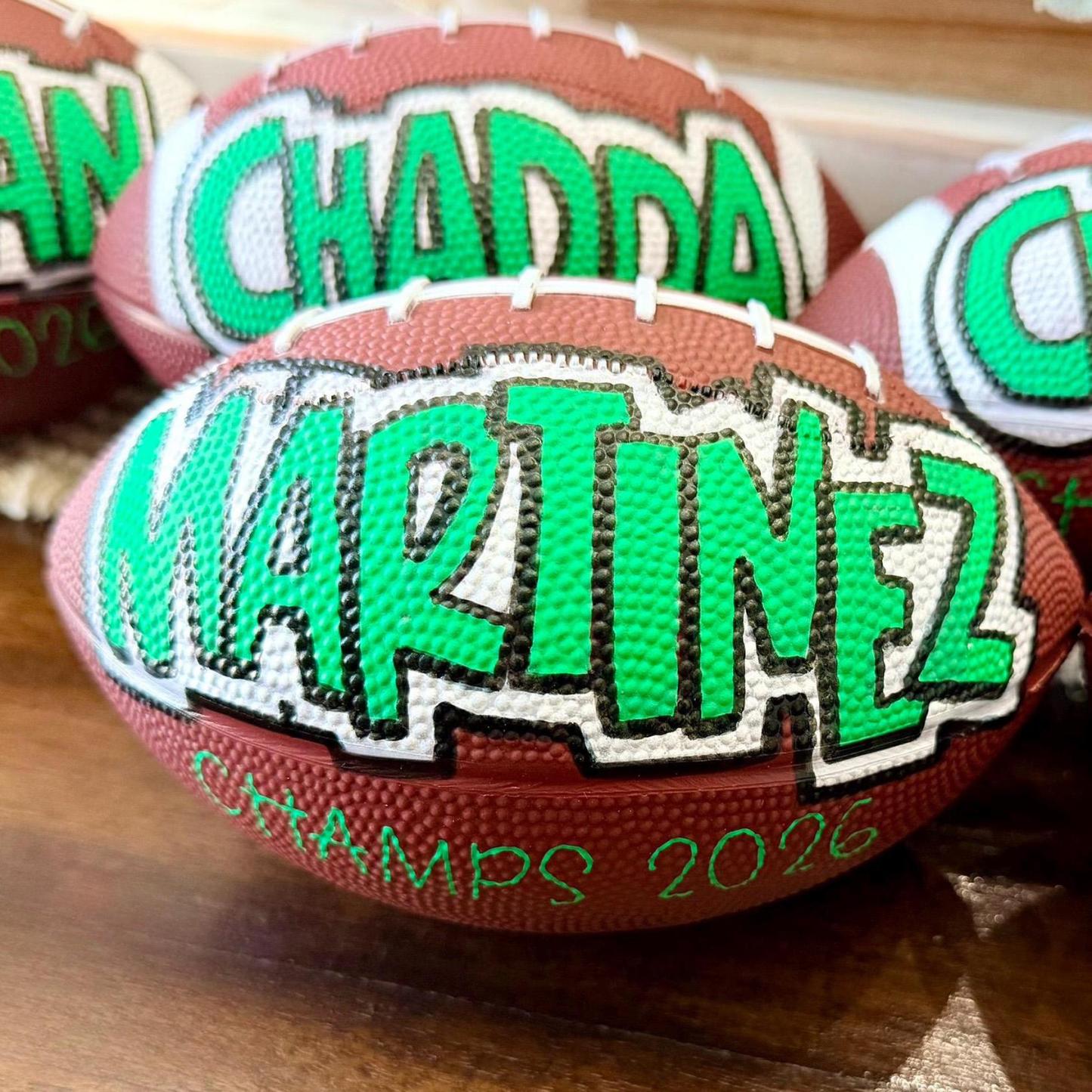 Personalized Hand-Painted Mini Footballs - Custom Name Sports Gifts, Party Favors, Team Gifts or Kids Room Decor