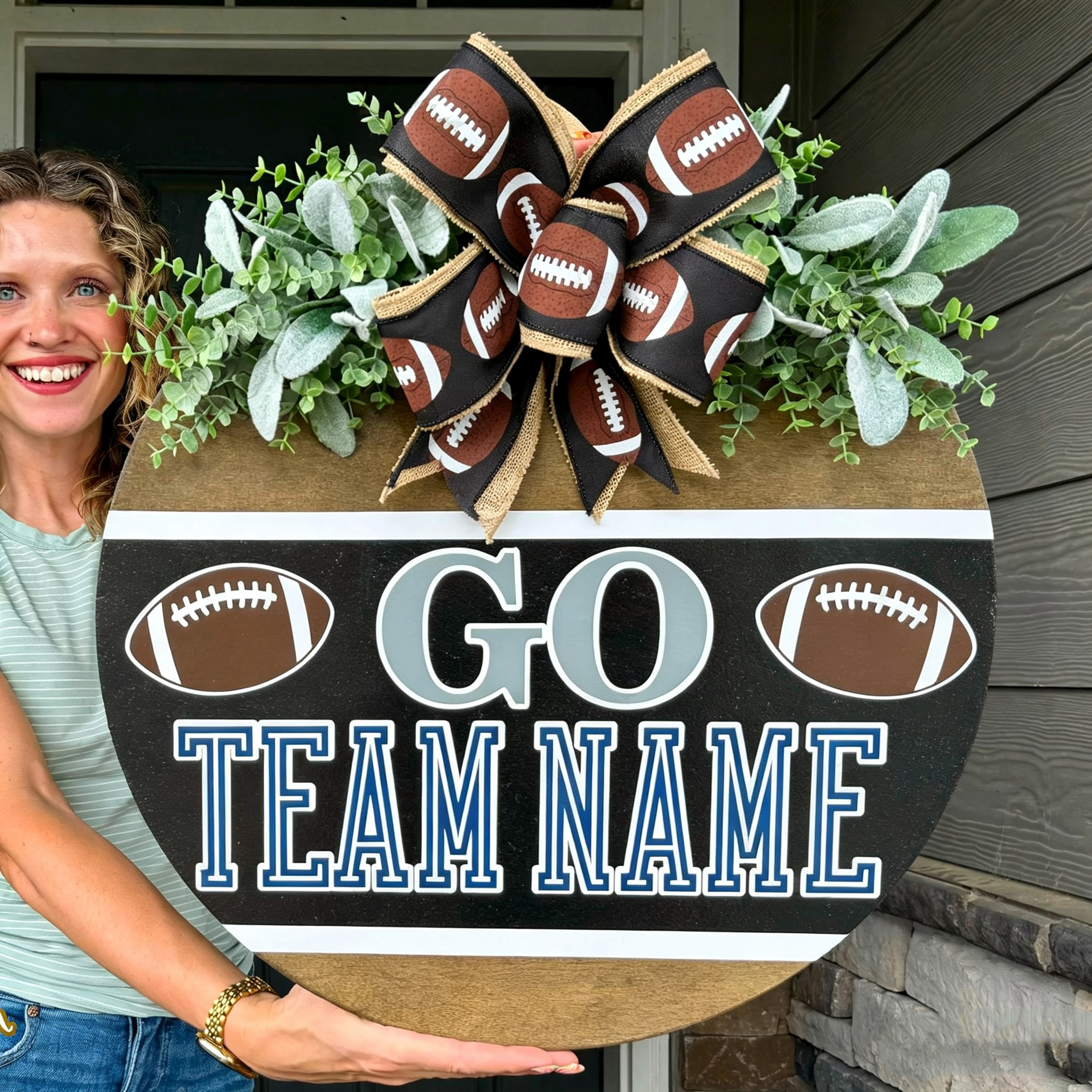 Personalized Football Door Hanger, It's Football Season, Game Day Front Door Decoration Sports Gift