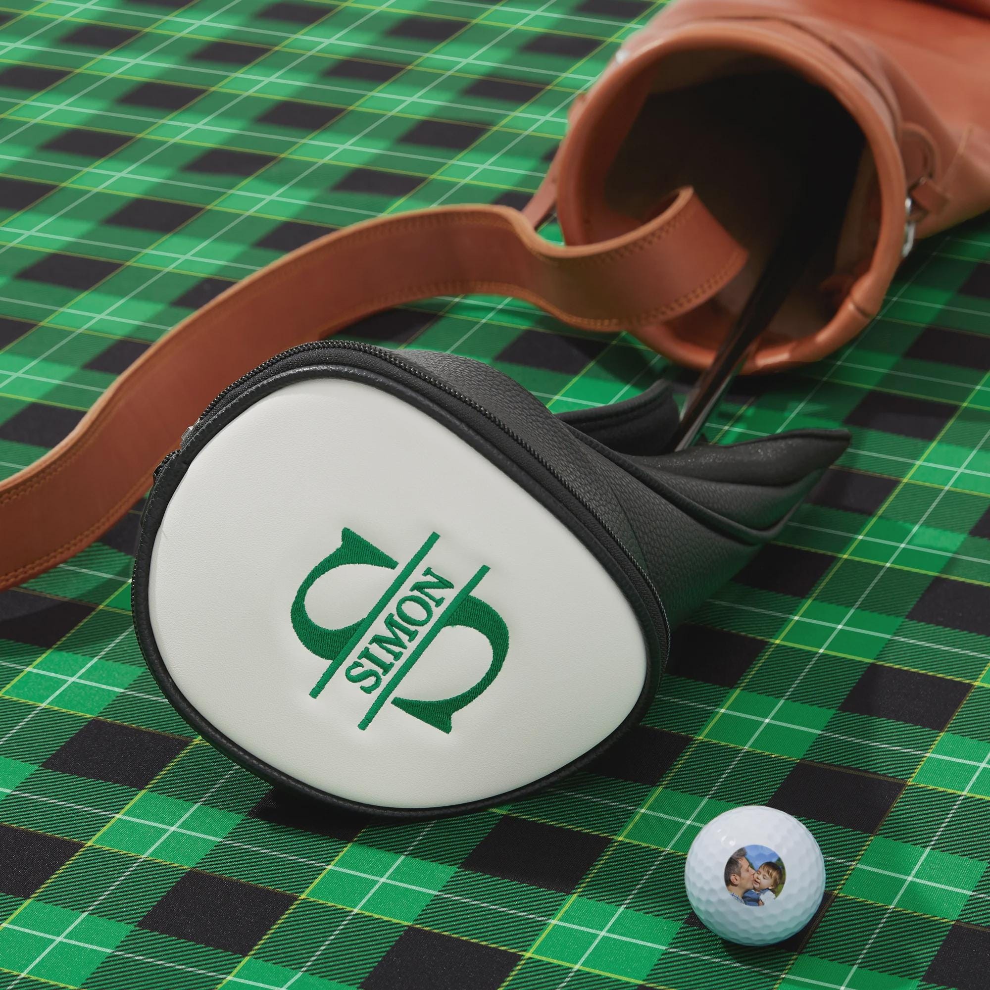 Personalized Golf Club Headcover, Custom Leather Driver Cover, Monogram Embroidered Golf Gift for Dad or Golf Lover, Golf Accessories