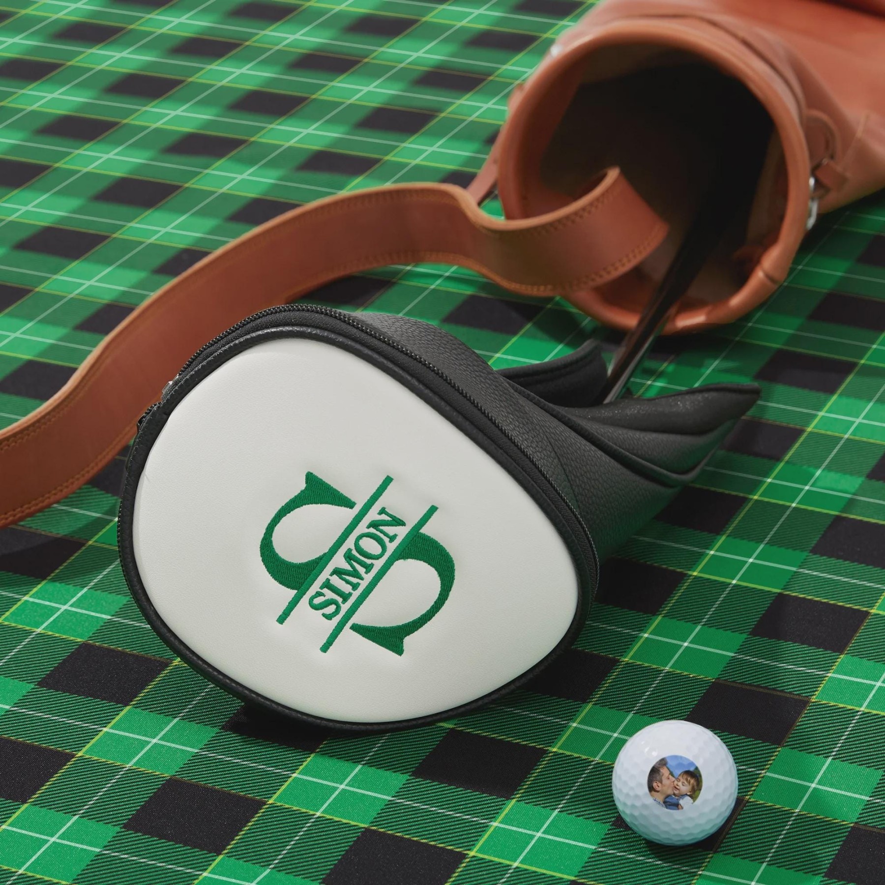 Personalized Golf Club Headcover, Custom Leather Driver Cover, Monogram Embroidered Golf Gift for Dad or Golf Lover, Golf Accessories