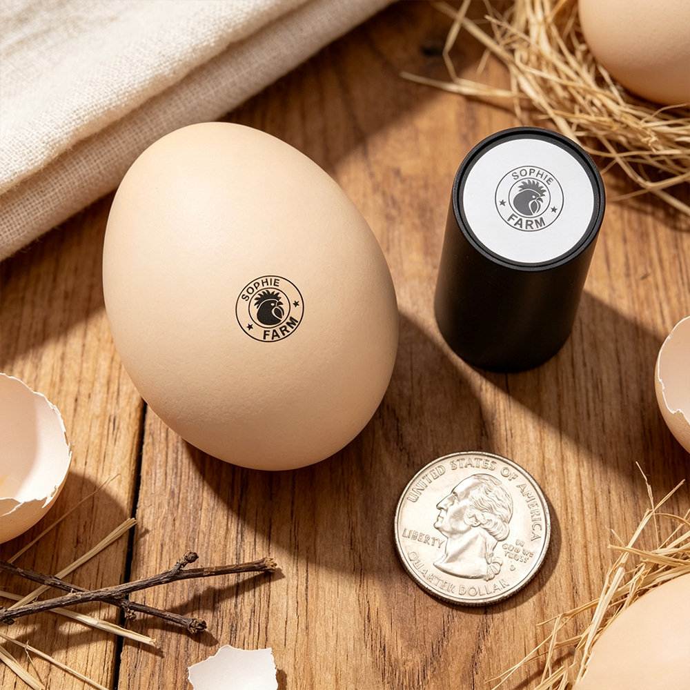 Personalized Hen Silhouette Egg Stamp with Custom Name & Year, Food-Safe Ink Chicken Egg Marker, Farm Fresh Egg Stamper, Gift for Chicken Keepers, Farmers & Backyard Poultry Lovers