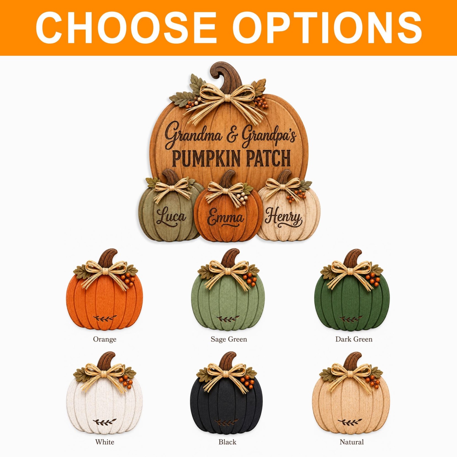 Personalized Grandma Grandpa's Pumpkin Patch Door Hanger, Fall Pumpkin Patch Sign Grandma Thanksgiving Decor, Fall Season Decor