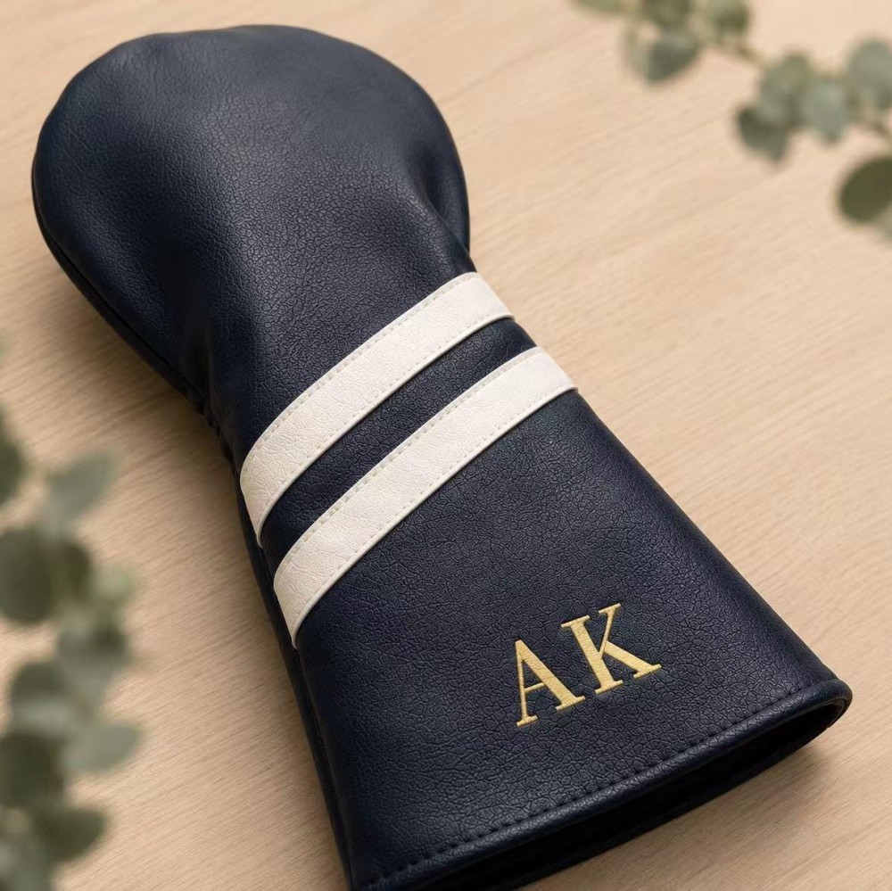 Personalized Golf Club Headcover, Custom Leather Driver Cover, Monogram Embroidered Golf Gift for Dad or Golf Lover, Golf Accessories